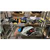 Image 1 : 2 SHELVES OF ASSORTED ITEMS INCLUDING MASSAGE GUN, BUG-A-SALT GUN, INSOLES, HAND GRIPPERS AND MORE