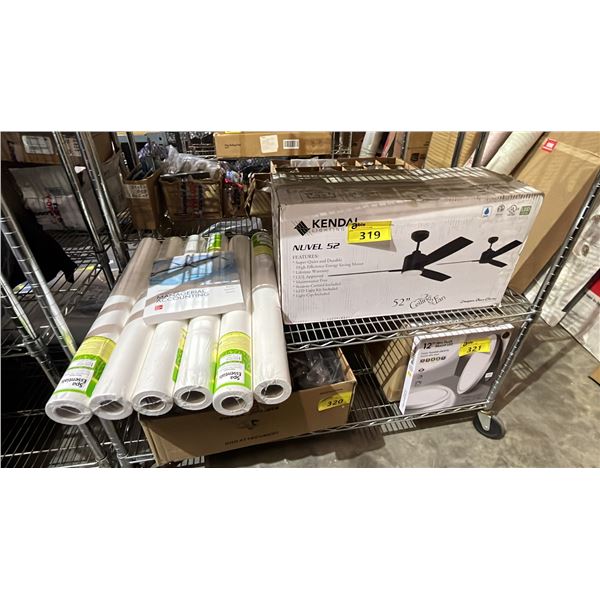 KENDAL LIGHTING NUVEL 52" CEILING FAN & (6) ROLLS OF SPA ESSENTIALS TABLE PAPER