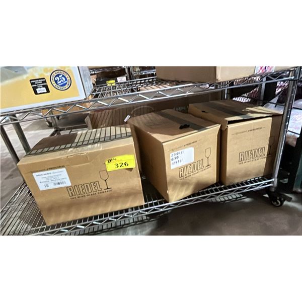 (3) BOXES OF REIDEL VELOCE GLASS DECANTERS: *ONE BOX IS MISSING 2 DECANTERS*