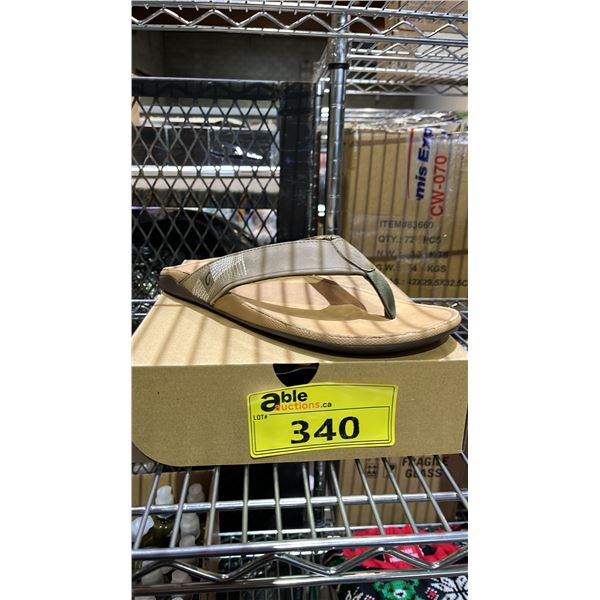 PAIR OF OLUKAI 'OHANA MEN'S SIZE 11 FLIPFLOPS: LEATHER UPPERS