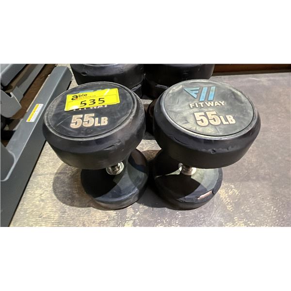 FITWAY 55 LB ROUND PRO-STYLE RUBBER COATED DUMBBELLS