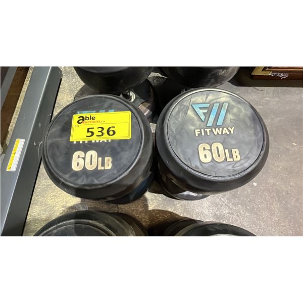 FITWAY 60 LB ROUND PRO-STYLE RUBBER COATED DUMBBELLS