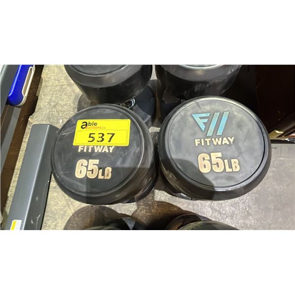 FITWAY 65 LB ROUND PRO-STYLE RUBBER COATED DUMBBELLS