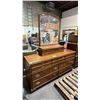 Image 1 : VINTAGE WOODEN 9-DRAWER DRESSER WITH ATTACHED MIRROR AND BRASS-TONE HARDWARE