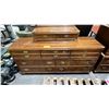 Image 2 : VINTAGE WOODEN 9-DRAWER DRESSER WITH ATTACHED MIRROR AND BRASS-TONE HARDWARE