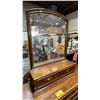 Image 3 : VINTAGE WOODEN 9-DRAWER DRESSER WITH ATTACHED MIRROR AND BRASS-TONE HARDWARE