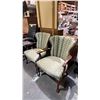 Image 1 : PAIR OF VINTAGE UPHOLSTERED WOODEN ARMCHAIRS