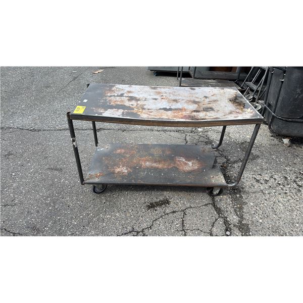 METAL 2-TIER 4-WHEEL PUSH CART (NO HANDLE)