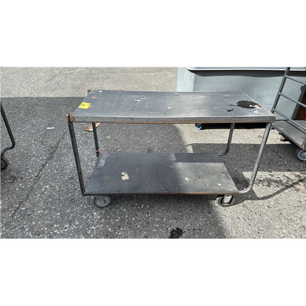 METAL 2-TIER 4-WHEEL PUSH CART (NO HANDLE)