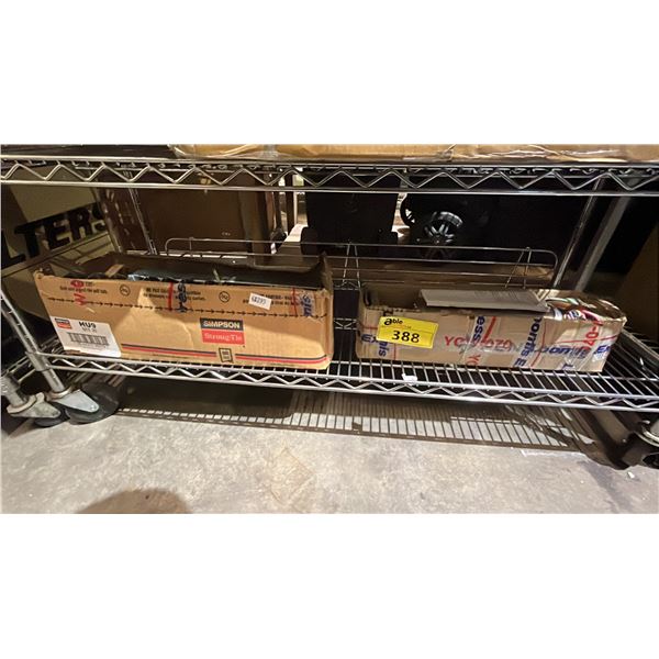 BOX OF SIMPSON STRONG-TIE STRUCTURAL JOIST HANGERS & PENTAIR 4" SUBMERSIBLE PUMP