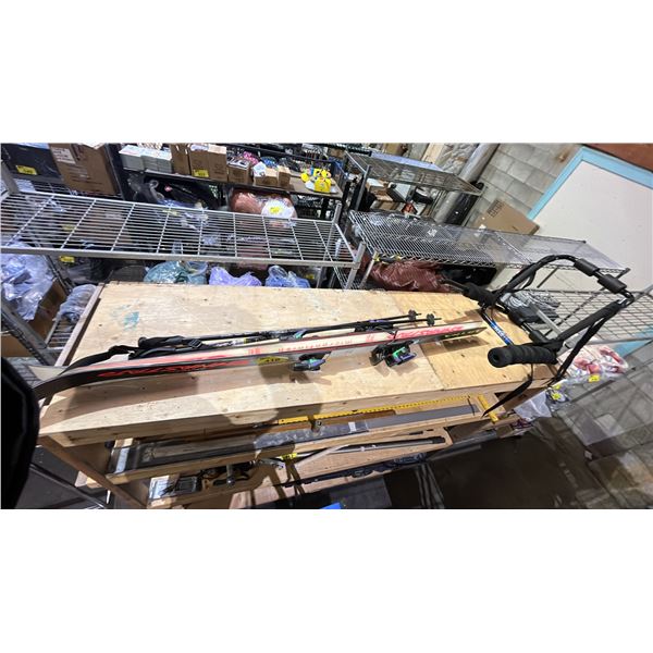 PAIR OF DYNASTAR ULTRA CARBON SKIS & A TRUNK MOUNTED BIKE RACK