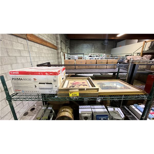 CANON PIXMA MX330 PRINTER & (4) FRAMED ART
