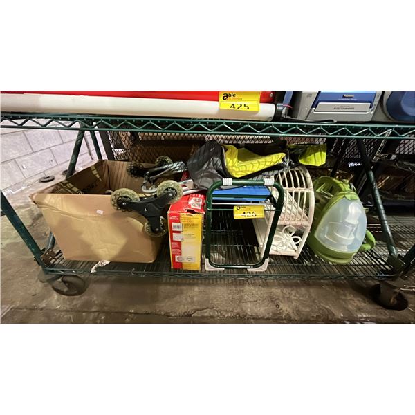 BISSEL LITTLE GREEN CARPET CLEANER, WALL HANGING WICKER SHELF, FOLDABLE ROLLING CART & MORE