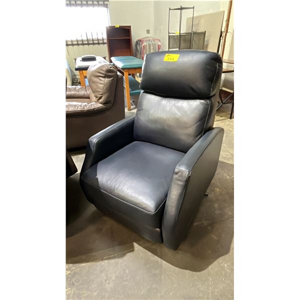 BLUE LEATHER GLIDER RECLINER
