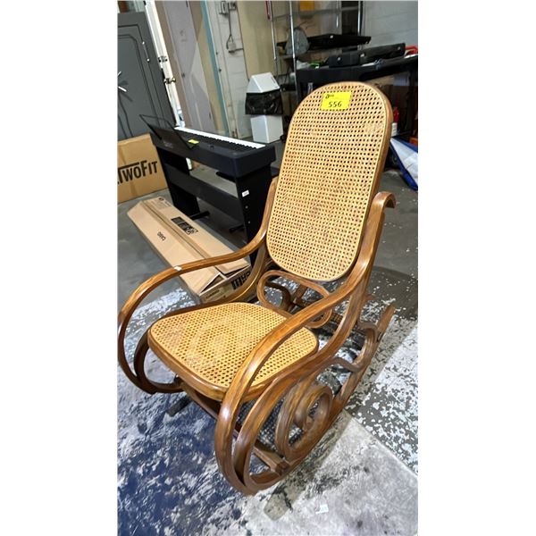VINTAGE BENTWOOD AND CANE ROCKING CHAIR