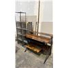 Image 1 : SILVER-GREY METAL LIGHTWEIGHT MULTI-TIER STORAGE RACK AND WOODEN COMPUTER DESK WITH METAL FRAME
