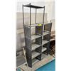 Image 3 : SILVER-GREY METAL LIGHTWEIGHT MULTI-TIER STORAGE RACK AND WOODEN COMPUTER DESK WITH METAL FRAME