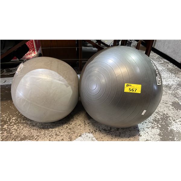 TWO ANTI-BURST EXERCISE BALLS