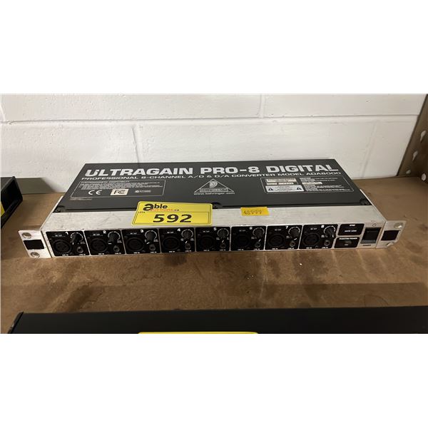 BEHRINGER ULTRAGAIN PRO-8 DIGITAL ADA8000 8-CHANNEL AUDIO CONVERTER AND MICROPHONE PREAMP