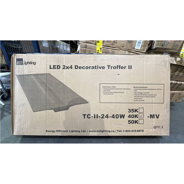 BOX OF 2 EE LIGHTING LED 2X4 DECORATIVE TROFFER II LIGHTS: MODEL TC-II-24-40W40K-MV