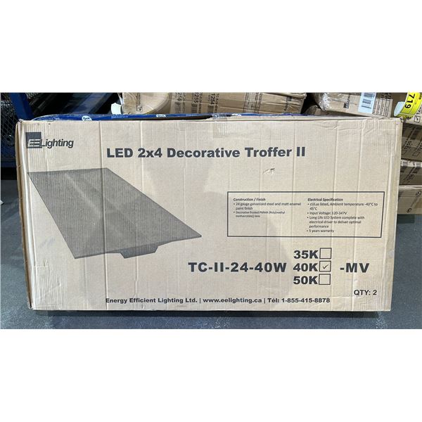 BOX OF 2 EE LIGHTING LED 2X4 DECORATIVE TROFFER II LIGHTS: MODEL TC-II-24-40W40K-MV