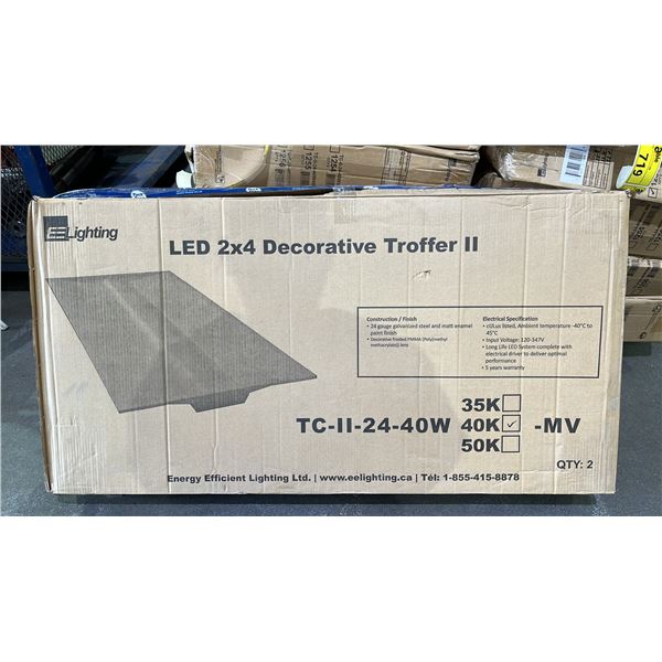 BOX OF 2 EE LIGHTING LED 2X4 DECORATIVE TROFFER II LIGHTS: MODEL TC-II-24-40W40K-MV