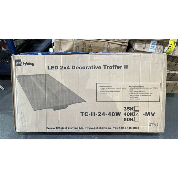 BOX OF 2 EE LIGHTING LED 2X4 DECORATIVE TROFFER II LIGHTS: MODEL TC-II-24-40W40K-MV