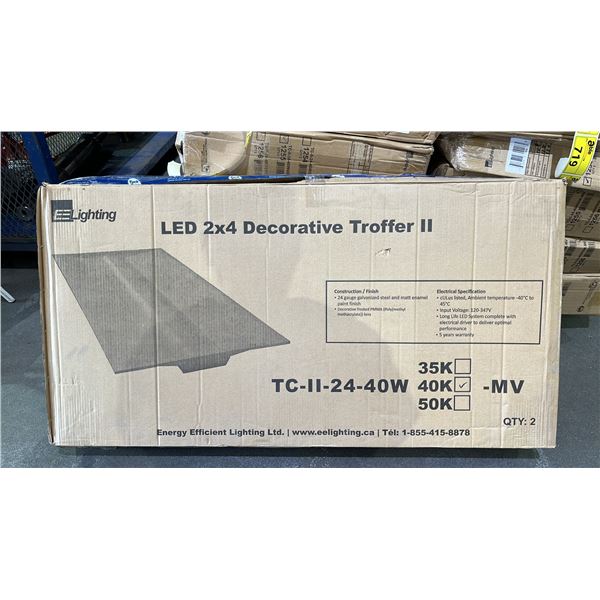 BOX OF 2 EE LIGHTING LED 2X4 DECORATIVE TROFFER II LIGHTS: MODEL TC-II-24-40W40K-MV