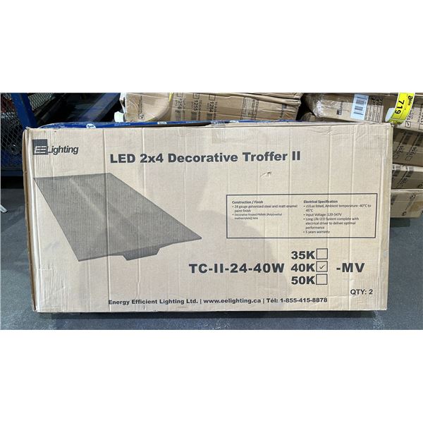 BOX OF 2 EE LIGHTING LED 2X4 DECORATIVE TROFFER II LIGHTS: MODEL TC-II-24-40W40K-MV