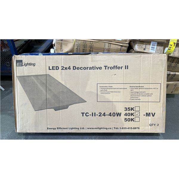 BOX OF 2 EE LIGHTING LED 2X4 DECORATIVE TROFFER II LIGHTS: MODEL TC-II-24-40W