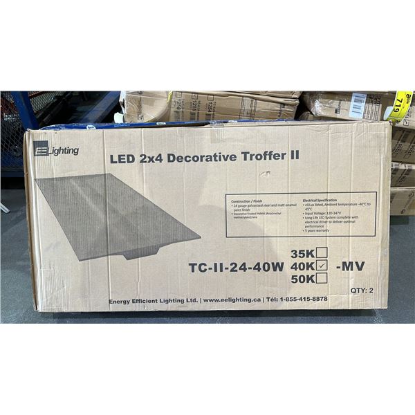 BOX OF 2 EE LIGHTING LED 2X4 DECORATIVE TROFFER II LIGHTS: MODEL TC-II-24-40W40K-MV