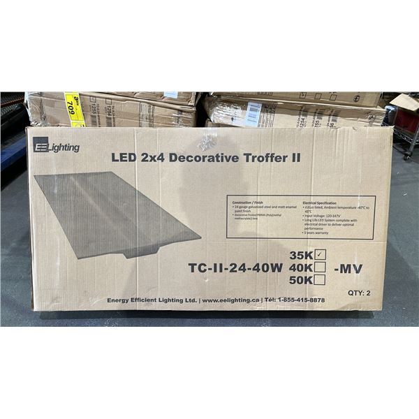 BOX OF 2 EE LIGHTING LED 2X4 DECORATIVE TROFFER II LIGHTS: MODEL TC-II-24-40W35K-MW