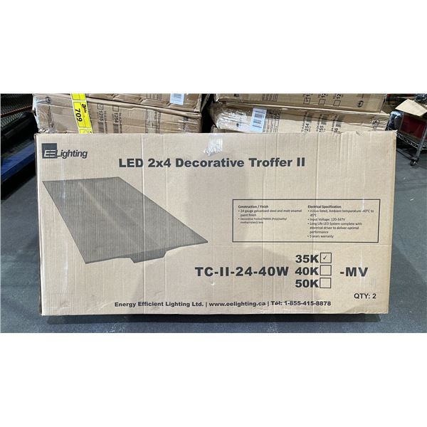 BOX OF 2 EE LIGHTING LED 2X4 DECORATIVE TROFFER II LIGHTS: MODEL TC-II-24-40W35K-MW