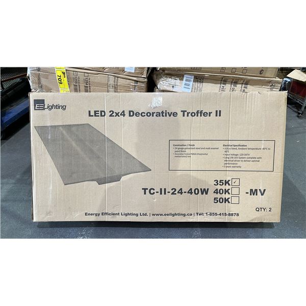 BOX OF 2 EE LIGHTING LED 2X4 DECORATIVE TROFFER II LIGHTS: MODEL TC-II-24-40W35K-MW