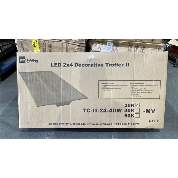 BOX OF 2 EE LIGHTING LED 2X4 DECORATIVE TROFFER II LIGHTS: MODEL TC-II-24-40W35K-MW