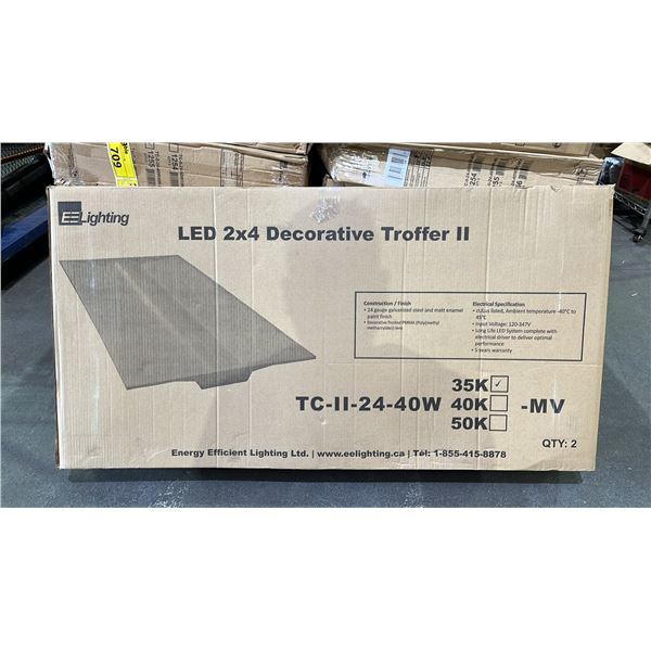 BOX OF 2 EE LIGHTING LED 2X4 DECORATIVE TROFFER II LIGHTS: MODEL TC-II-24-40W35K-MW