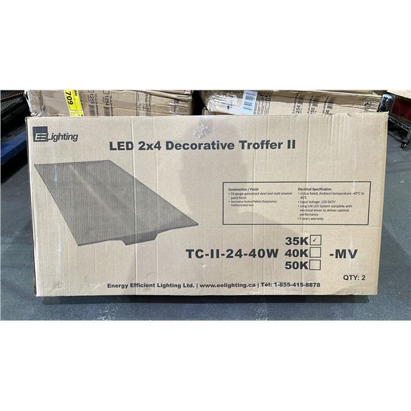 BOX OF 2 EE LIGHTING LED 2X4 DECORATIVE TROFFER II LIGHTS: MODEL TC-II-24-40W35K-MW