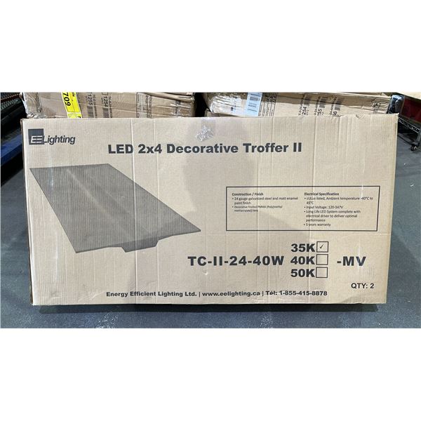 BOX OF 2 EE LIGHTING LED 2X4 DECORATIVE TROFFER II LIGHTS: MODEL TC-II-24-40W35K-MW