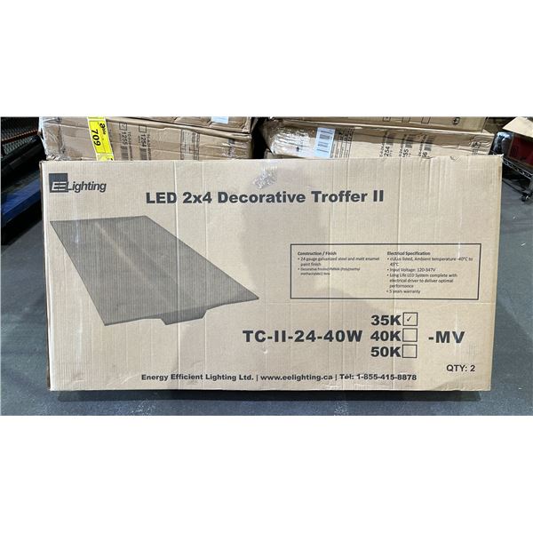 BOX OF 2 EE LIGHTING LED 2X4 DECORATIVE TROFFER II LIGHTS: MODEL TC-II-24-40W35K-MW