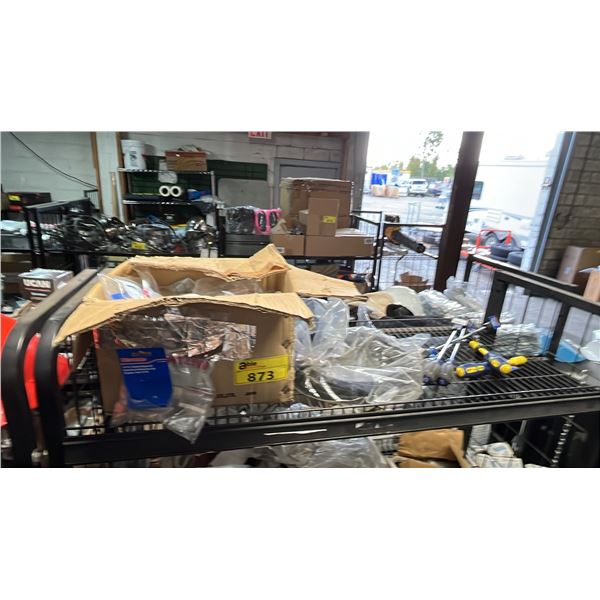 SHELF OF ASSORTED ITEMS INCLUDING; WESTWARD 1/4" DRIVE RATCHET REPAIR KITS, 1/2" VDE NUT DRVIERS,