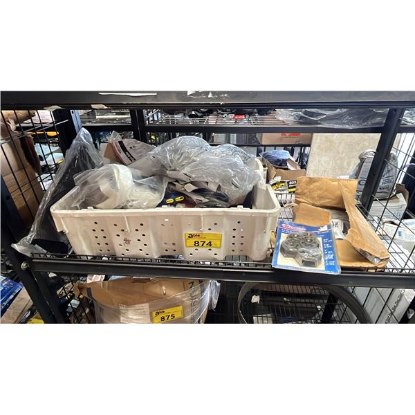 SHELF OF ASSORTED ITEMS INCLUDING; SOCKET BITS, DROP-IN ANCHORS, 5-PC HEX DIE RETHREADING SET & MORE