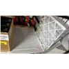 Image 3 : SHELF OF ASSORTED ITEMS INCLUDING; 3-RING BINDERS, FURNACE FILTERS, SELF STICK WALL PADS &