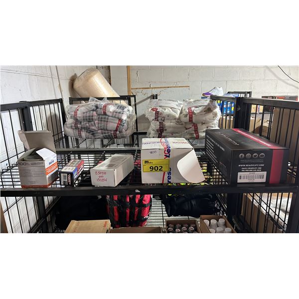 SHELF OF ASSORTED ITEMS INCLUDING; FUEL/WATER SEPARATING FILTER, PROSENSOR 710, READYLIFT LEVELING