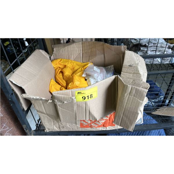 BOX OF ASSORTED ITEMS INCLUDING; RESPIRATOR REPLACEMENT FILTERS, 3M SANDING DISCS & MORE