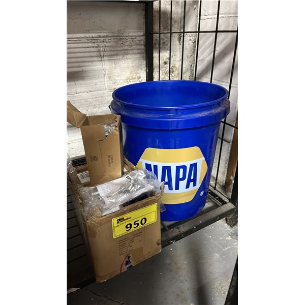 *NEW* BOX OF IVES HINGES WITH HARDWARE & NAPA AUTO PARTS 5 GALLON BUCKET