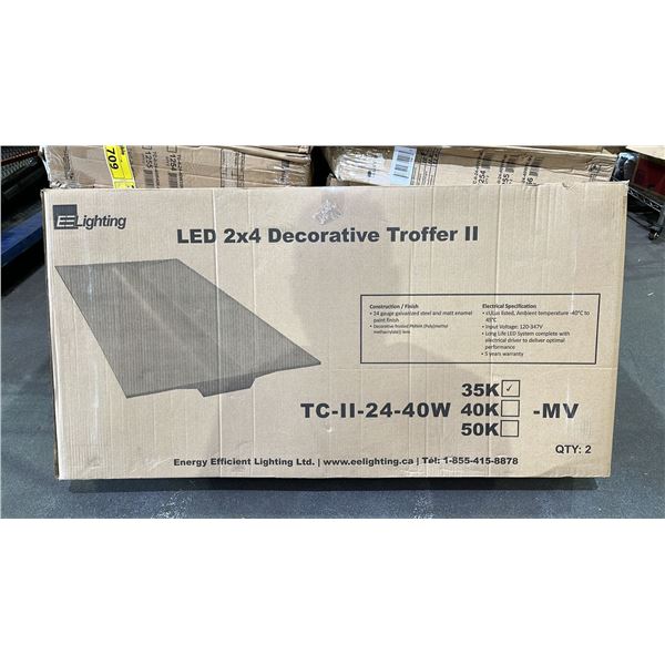 BOX OF 2 EE LIGHTING LED 2X4 DECORATIVE TROFFER II LIGHTS: MODEL TC-II-24-40W35K-MW