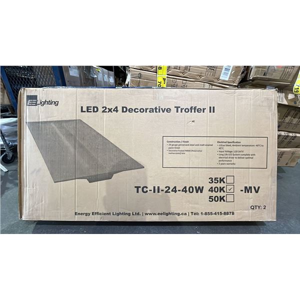 BOX OF 2 EE LIGHTING LED 2X4 DECORATIVE TROFFER II LIGHTS: MODEL TC-II-24-40W40K-MV