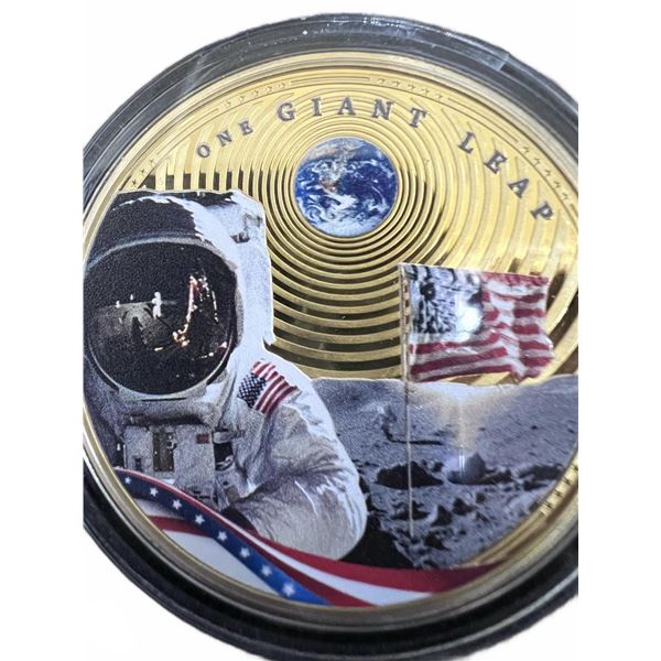 2023 Ascension Islands One Dollar 45g Iron Coin with .999 Fine 24k Gold Plating