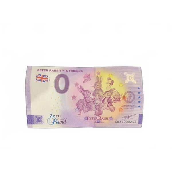 Peter Rabbit & Friends Zero Pound Souvenir Note 2019
