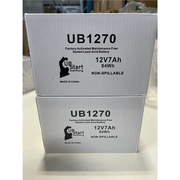 2 NEW UP START SEALED LEAD-ACID BATTERIES. 12V7AH, 84WH